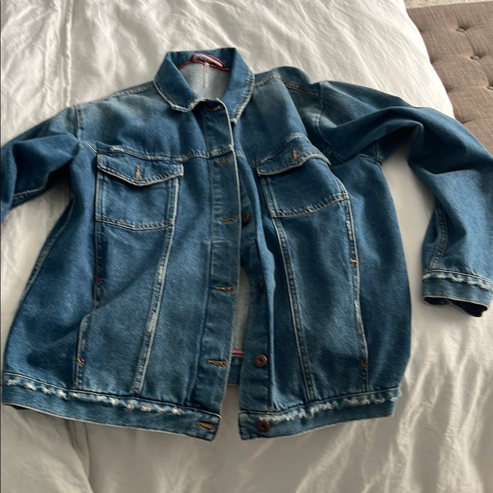 Feed people denim distressed trucker jacket